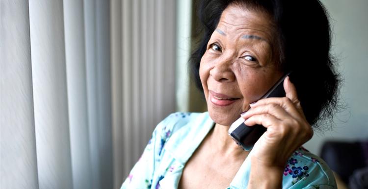 Black woman on phone